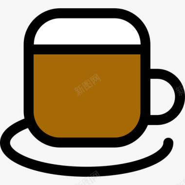 卡布奇诺食物线性咖啡杯图标图标
