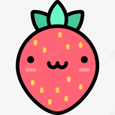 草莓可爱的食物3线性颜色图标图标