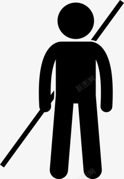 拿着武器的人男人拿着棍子博扛图标高清图片