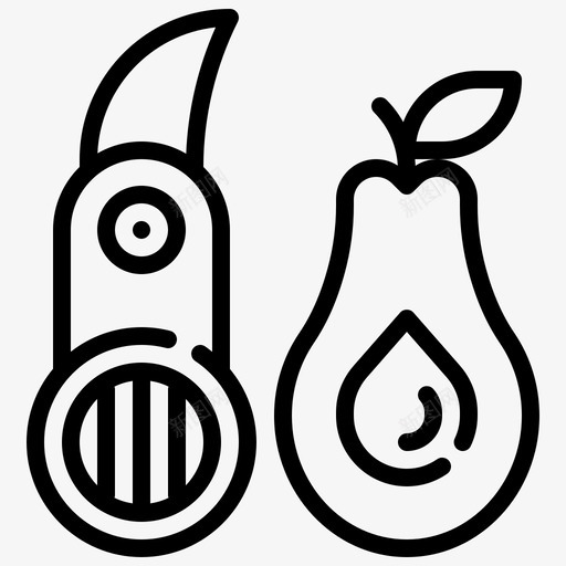 水果切片机鳄梨烹饪图标svg_新图网 https://ixintu.com 厨房 厨房工具线 工具 水果切片机 烹饪 鳄梨