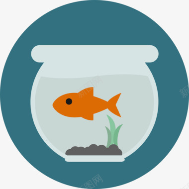 鱼缸宠物圆扁图标图标