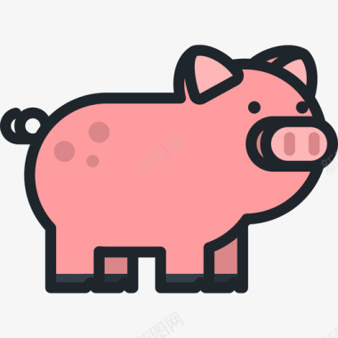 猪动物10线性颜色图标图标