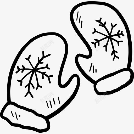 连指手套圣诞节27黑色图标svg_新图网 https://ixintu.com 圣诞节27 连指手套 黑色