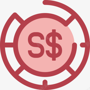 新加坡元货币要素4红色图标图标
