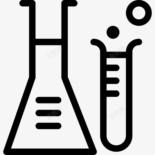 烧瓶科学套装线性图标svg_新图网 https://ixintu.com 烧瓶 科学套装 线性