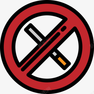 禁止吸烟机场大包装颜色直线颜色图标图标