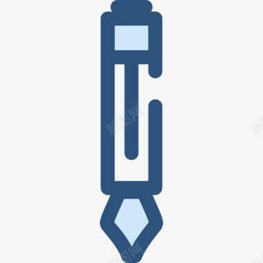 钢笔学校元素8蓝色图标图标