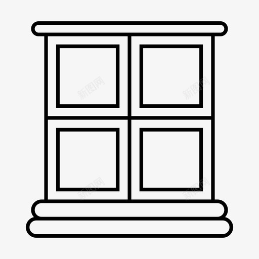 窗户外部框架图标svg_新图网 https://ixintu.com 外部 家 家具现代上等 房子 框架 窗户