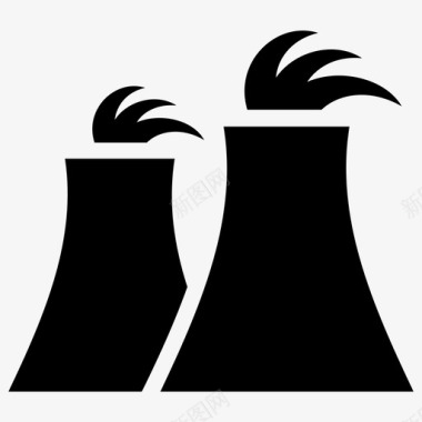 核能冷却塔生态标志图标图标