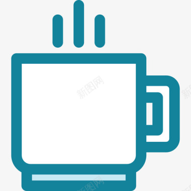 咖啡创业和新的商业色彩浅平边界图标图标