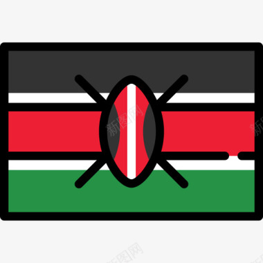 肯尼亚旗帜系列长方形图标图标