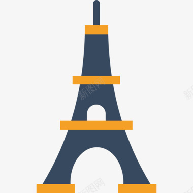 埃菲尔铁塔旅游暑假色彩图标图标
