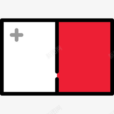 马耳他国旗收藏长方形图标图标