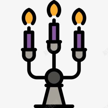 烛台万圣节4线性颜色图标图标