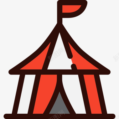 帐篷马戏团10线性颜色图标图标