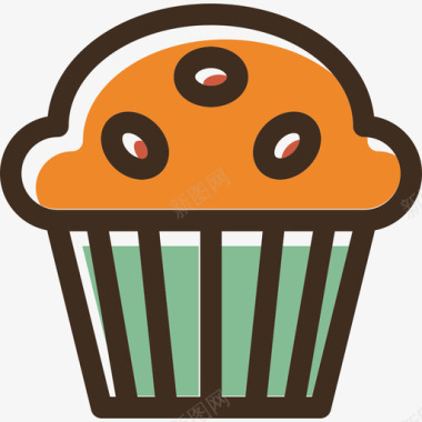 松饼食品线性颜色食品套装图标图标