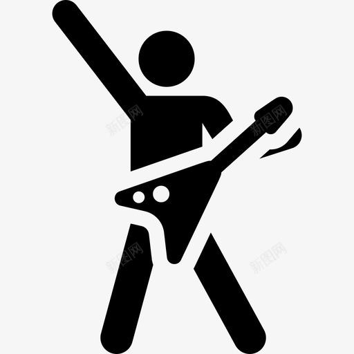 电吉他音乐家人类象形图填充图标svg_新图网 https://ixintu.com 填充 电吉他 音乐家人类象形图