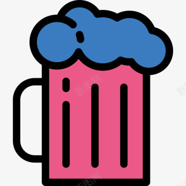 啤酒生日聚会系列线性颜色图标图标