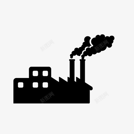 工厂工作建筑工业图标svg_新图网 https://ixintu.com 工业 工厂工作 建筑 污染 烟雾