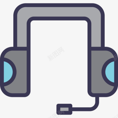 耳机科技元素套装轻薄的平面边框图标图标