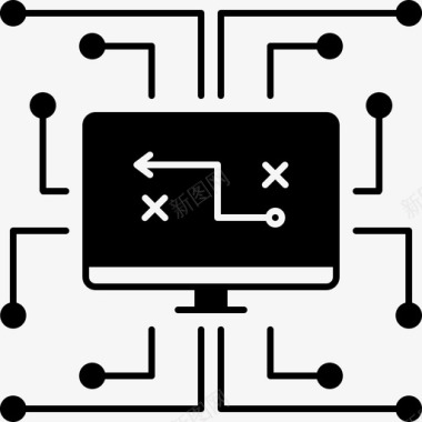 数字战略计算机数字营销图标图标