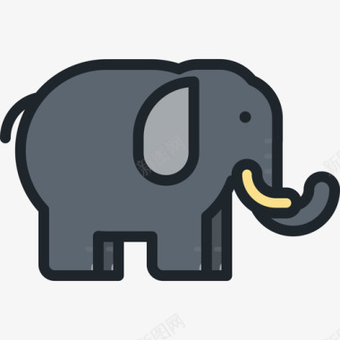 大象动物10线性颜色图标图标