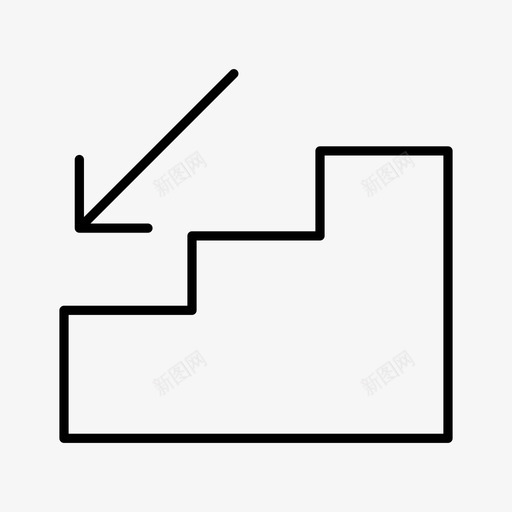 下楼梯箭头图标svg_新图网 https://ixintu.com 下楼梯 图标 箭头 通用图标线 阶梯