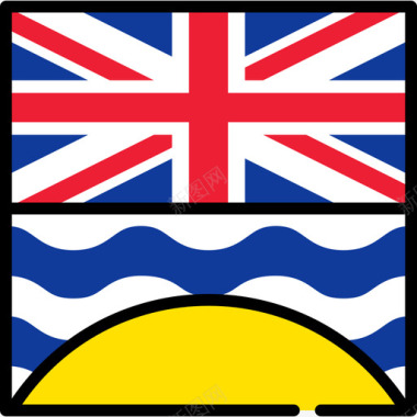 不列颠哥伦比亚省旗帜收藏3方形图标图标