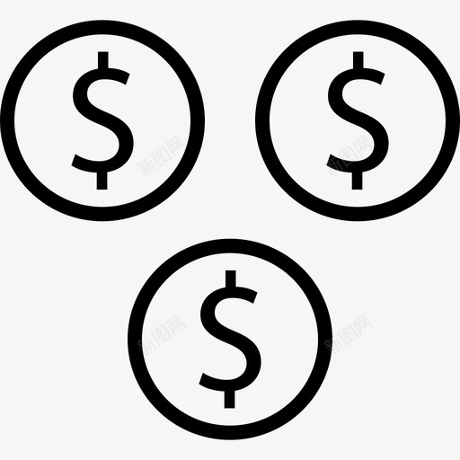 硬币商业和金融图标收藏细线svg_新图网 https://ixintu.com 商业和金融图标收藏 硬币 细线