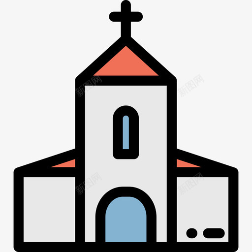 教堂房地产色彩线条色彩图标svg_新图网 https://ixintu.com 房地产色彩 教堂 线条色彩