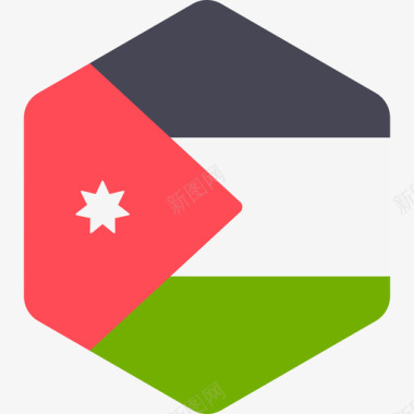 约旦国际旗帜2六边形图标图标