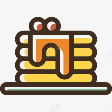 薄煎饼食品线性颜色食品套装图标图标