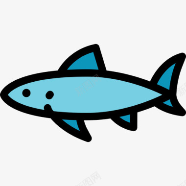 鲨鱼海洋生物2线性颜色图标图标