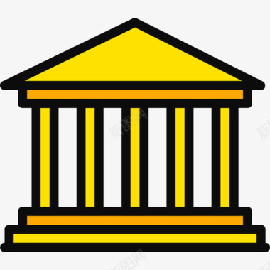 帕特农神庙纪念碑7号黄色图标图标