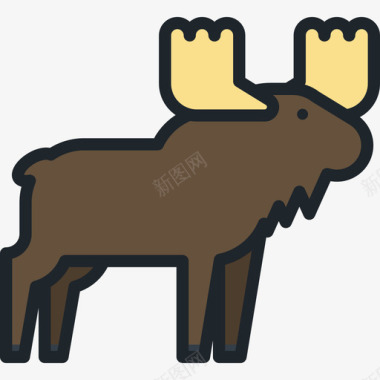 驼鹿动物10线形颜色图标图标