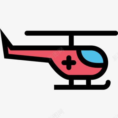 直升机医疗和牙科彩色图标图标