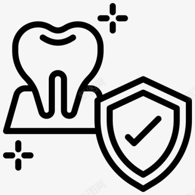 坚固的牙齿牙齿护盾图标图标