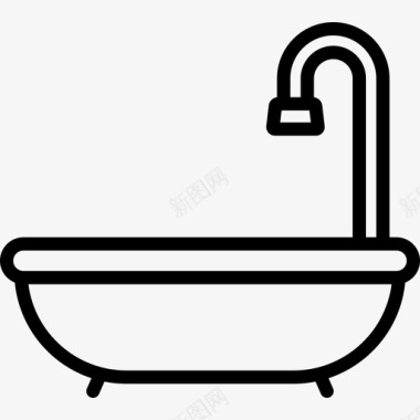 浴缸酒店服务4直线式图标图标
