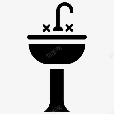 洗脸盆浴室水槽水管符号图标图标