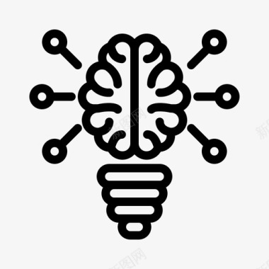 人工智能脑人工智能灯泡图标图标