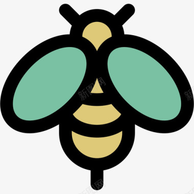 蜜蜂春天2线性颜色图标图标
