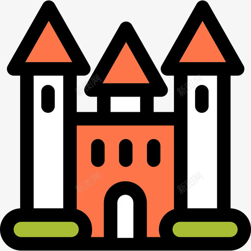 城堡建筑线性颜色的房子图标svg_新图网 https://ixintu.com 城堡 建筑 线性颜色的房子