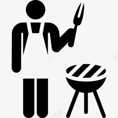烤架固体烹饪元素填充图标图标