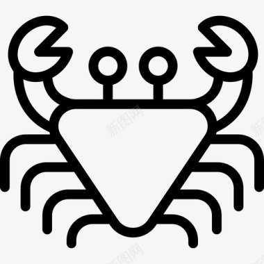 螃蟹海洋生物线状线状图标图标