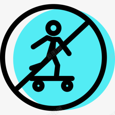 滑板交通标志收集颜色图标图标