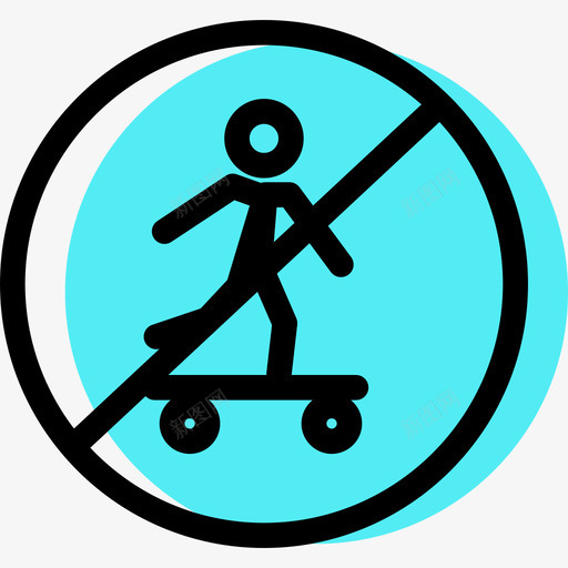 滑板交通标志收集颜色图标svg_新图网 https://ixintu.com 交通标志收集 滑板 颜色