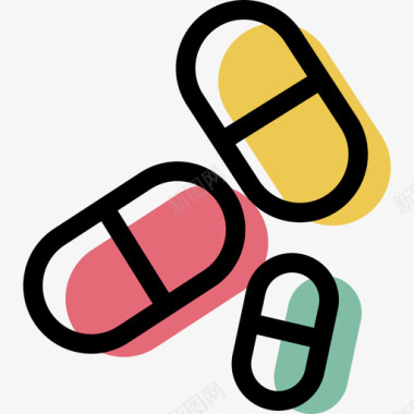 药丸医疗元素套装颜色图标图标