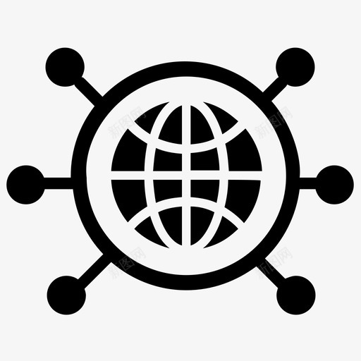 全球网络网络空间全球连接图标svg_新图网 https://ixintu.com 互联网 全球网络 全球连接 技术字形图标 网络空间