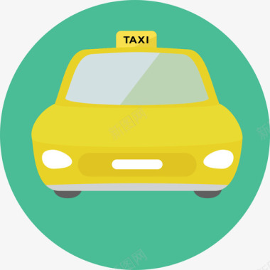 出租车旅行和交通环行公寓图标图标
