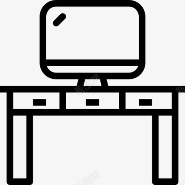 办公桌家用和家具元件线性图标图标